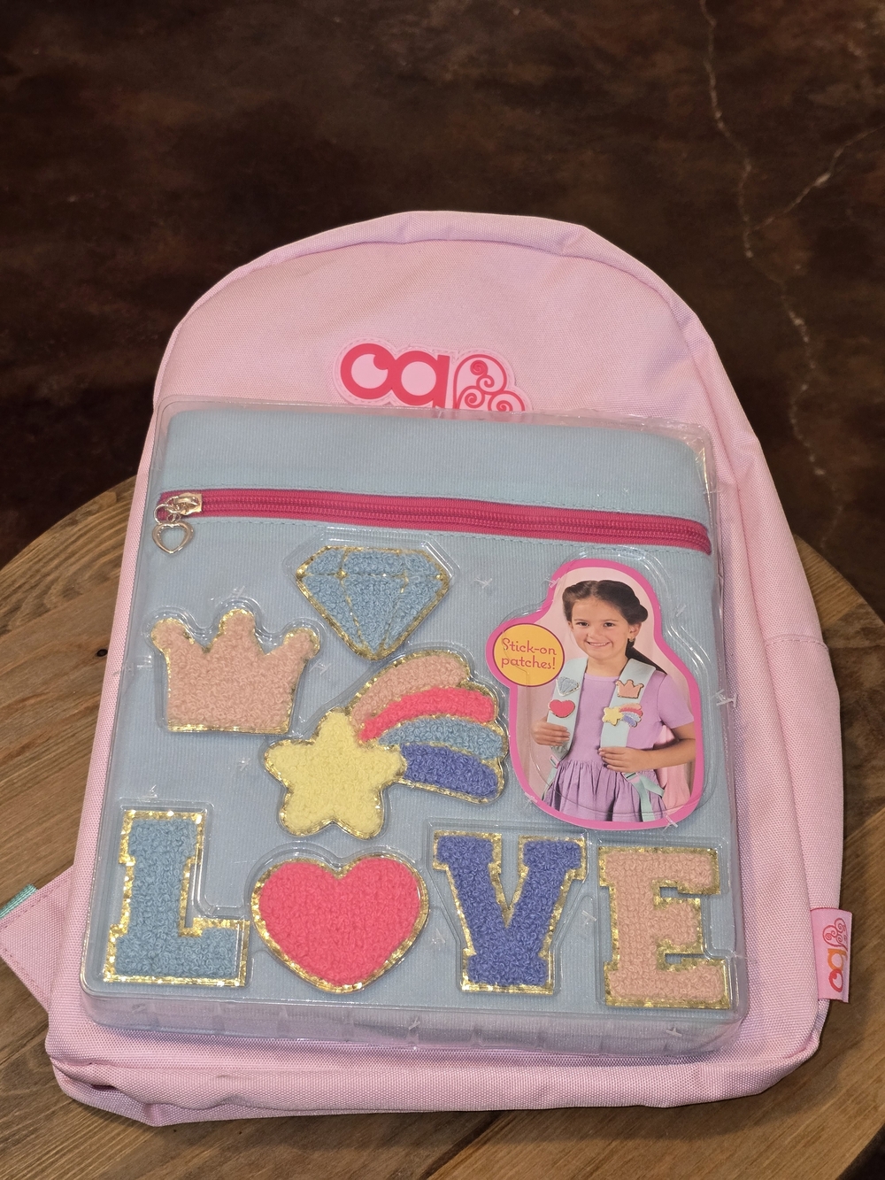 Our Generation Be Awesome! Kids 14.5" Pink Backpack w/ Stick-On Patches NWT